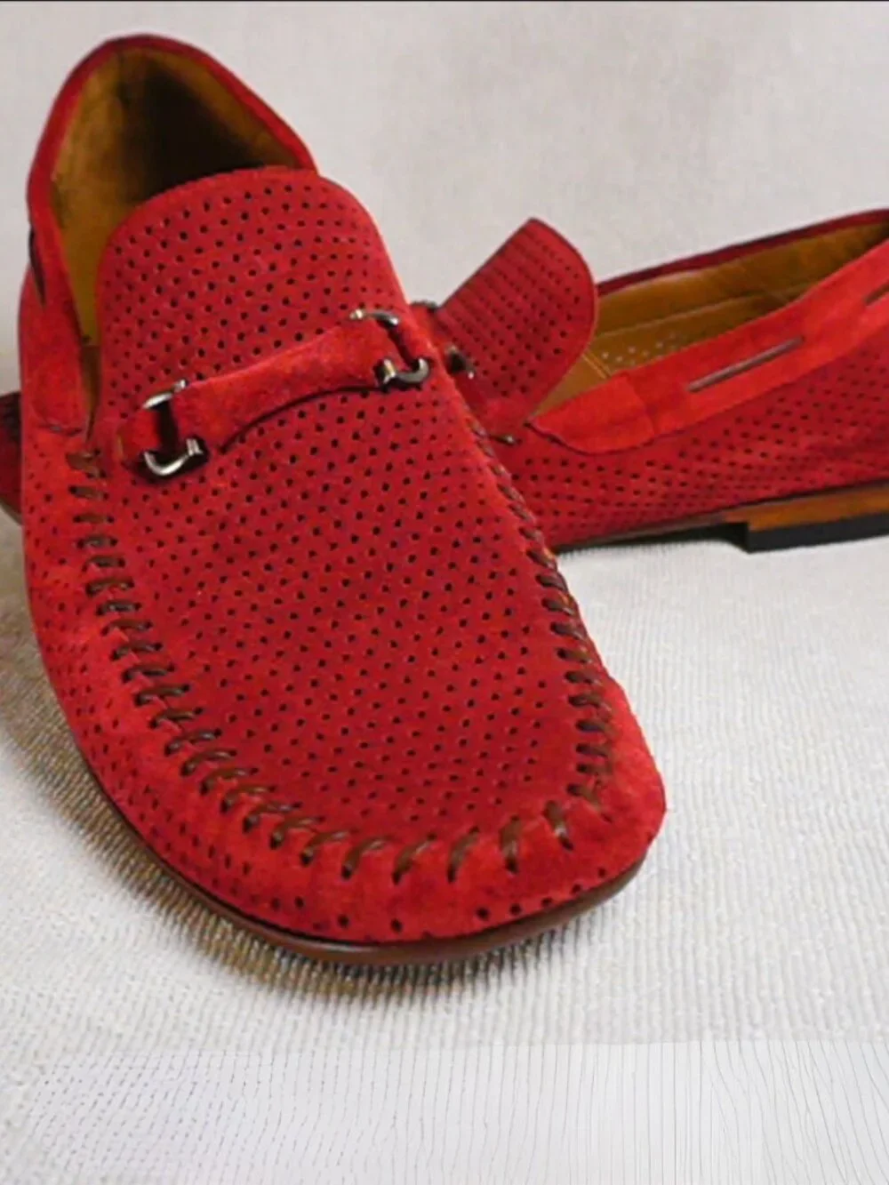 Mezlan Marcello Men's Dress Shoes 11.5 M Loafers Red Suede Slip On